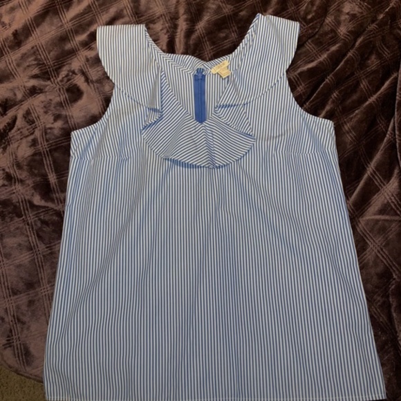 Women’s J. Crew Striped Ruffle Sleeveless Top - Picture 2 of 3